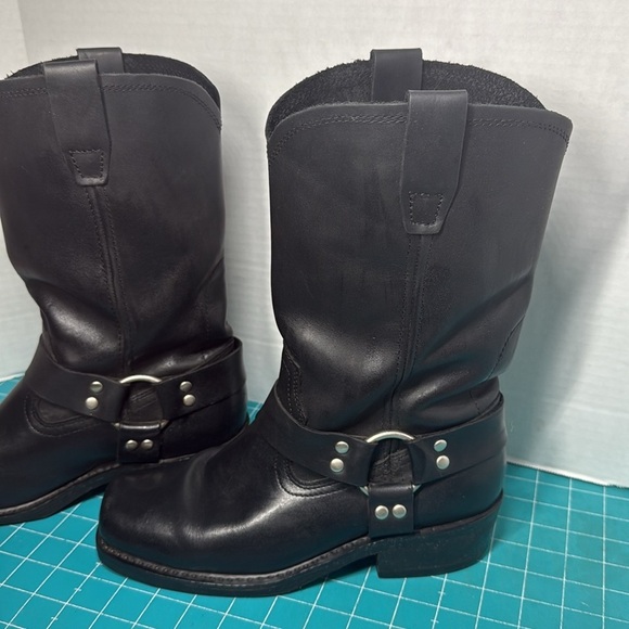 Cody James Moto Biker Riding Square Toe Harness Black Leather Boots Size 8.5 - Picture 5 of 14